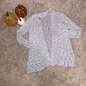 Gray and White Cardigan with Pockets